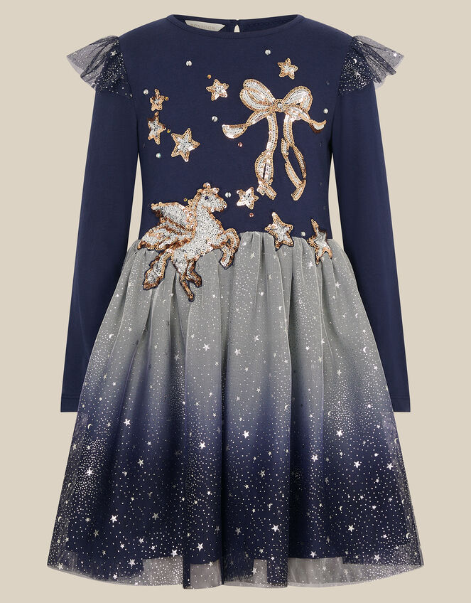 Unicorn Ombr&eacute; Disco Dress, Blue (NAVY), large