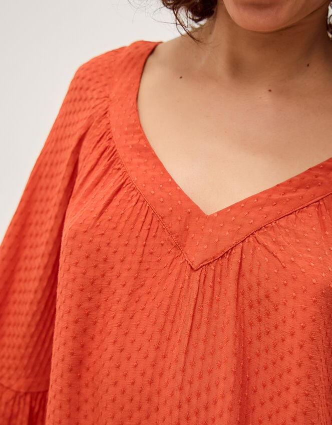 Kallie Dobby Blouse, Orange (ORANGE), large