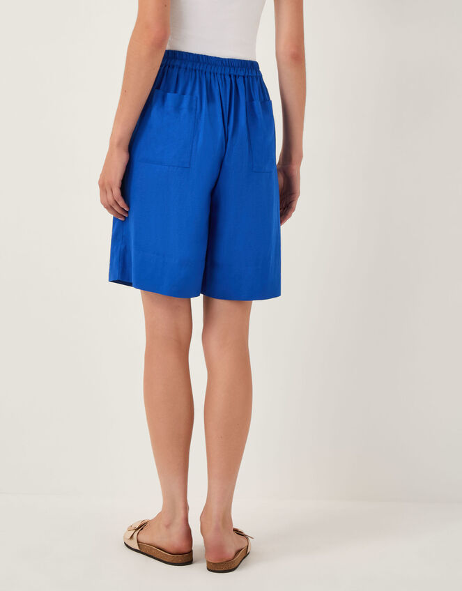 Lucy Linen Blend Longline Shorts, Blue (COBALT), large