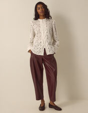 Dorothy Knot Button Lace Top, Cream (CREAM), large