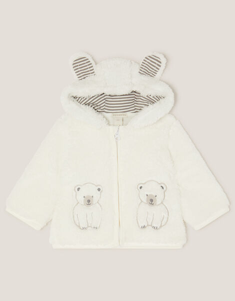 Baby Polar Bear Fleece Hoodie, White (WHITE), large