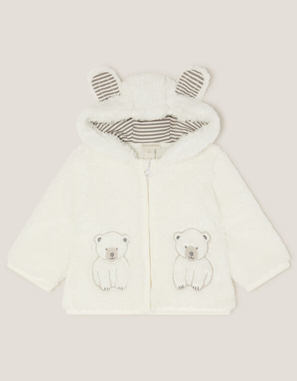 Baby Polar Bear Fleece Hoodie, White (WHITE), large