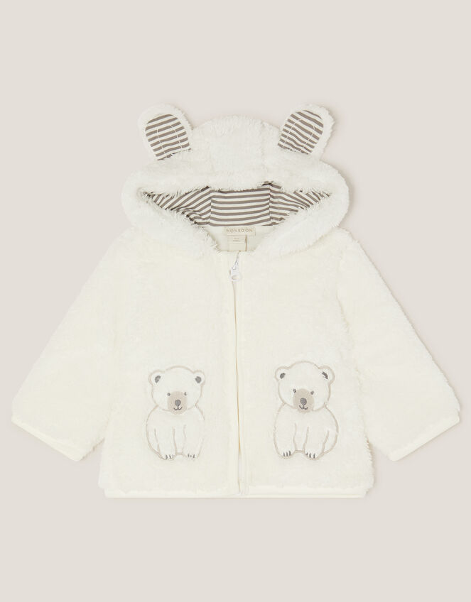 Baby Polar Bear Fleece Hoodie, White (WHITE), large