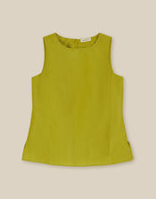 Tansy Sleeveless Taffeta Top, Green (LIME), large