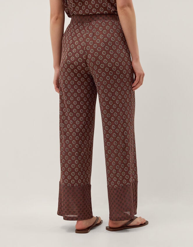 Magdalena Geometric Jersey Trousers, Brown (CHOCOLATE), large