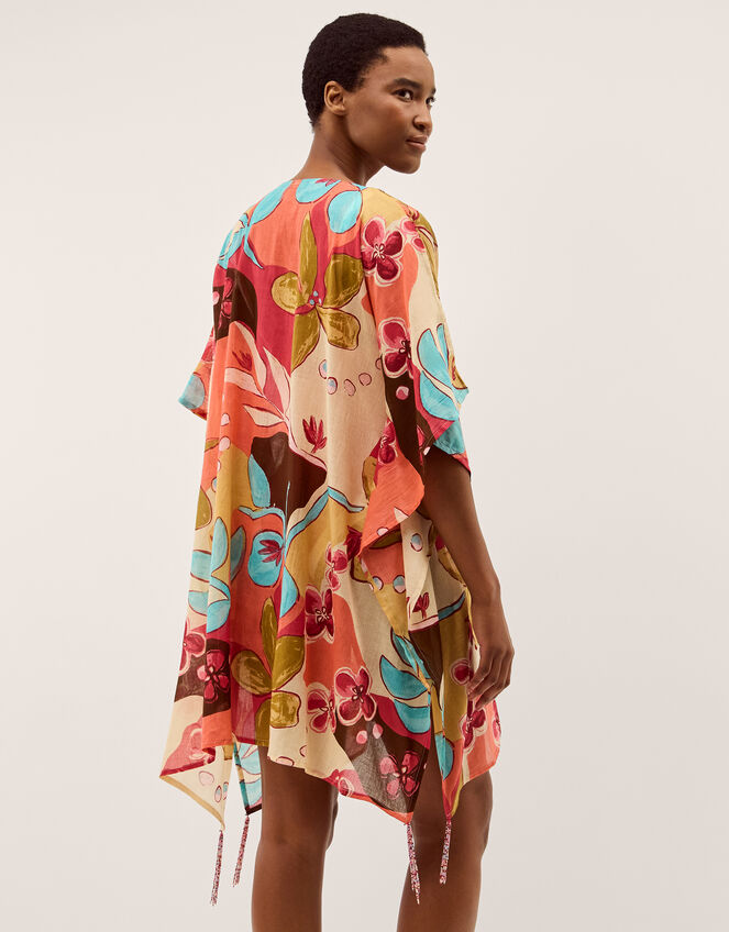 Iris Floral Print Mini Kaftan, , large