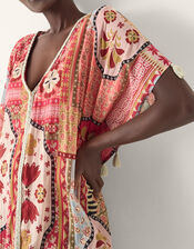 Patti Tile Print Mini Kaftan, Pink (DARK PINK), large