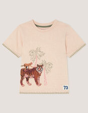 Embroidered Tiger T-Shirt, Cream (CREAM), large