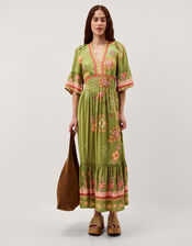 Eline Floral Print Maxi Dress, Green (GREEN), large