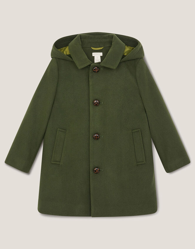 Hooded Collar Coat, Green (GREEN), large