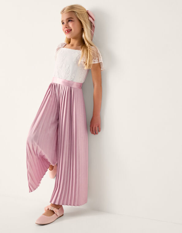 Lace Pleated Jumpsuit, Pink (PALE PINK), large