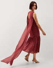 Claire Polka Dot Midi Dress, Red (BERRY), large