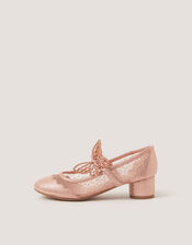 Butterfly Polka Dot Mesh Heels, Gold (ROSE GOLD), large
