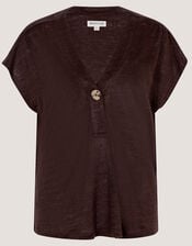 Lucy Linen T-Shirt, Brown (CHOCOLATE), large