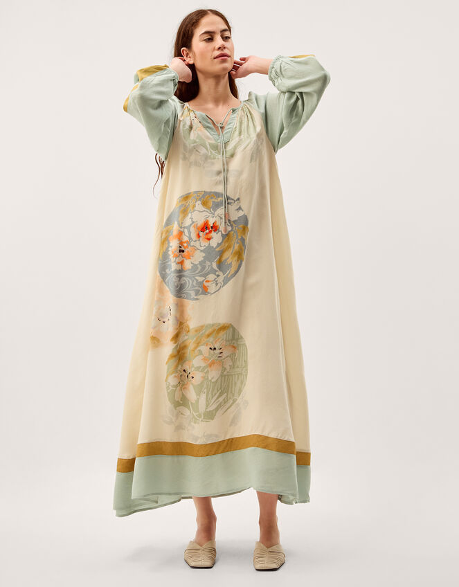 Clemence Amelie Floral Dobby Midi Dress, Cream (CREAM), large