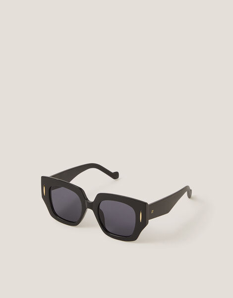 Chunky Square Sunglasses, Black (BLACK), large