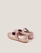 Shimmer Ballet Strap Flats, Pink (PINK), large