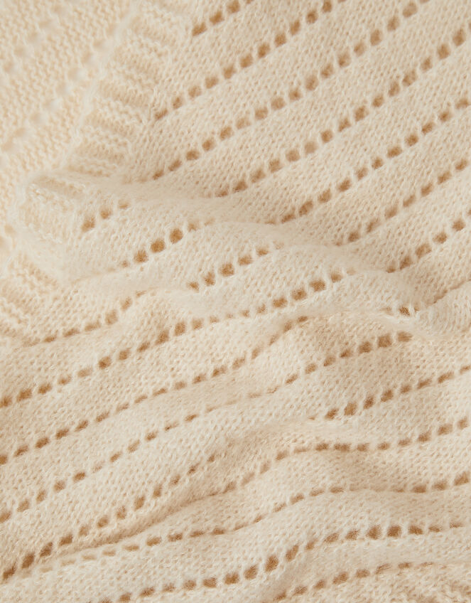 Perl Pointelle Knitted Triangle Scarf, , large