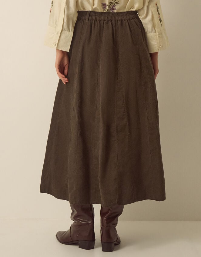 Nora Corduroy Midi Skirt, Brown (CHOCOLATE), large