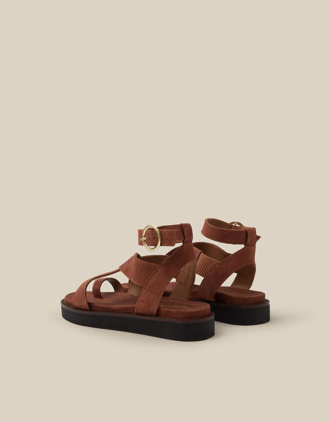 Ivy Toe Strap Crossover Suede Sandals, Tan (TAN), large