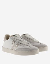 Victoria Berlin Faux Sheepskin Glitter Trainers, Silver (SILVER), large
