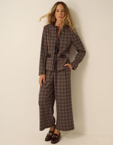 Gracie Check Print Jacket, Brown (BROWN), large