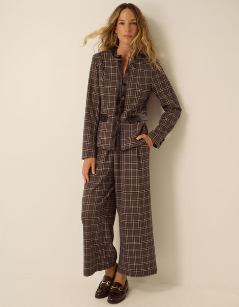 Gracie Check Print Jacket, Brown (BROWN), large