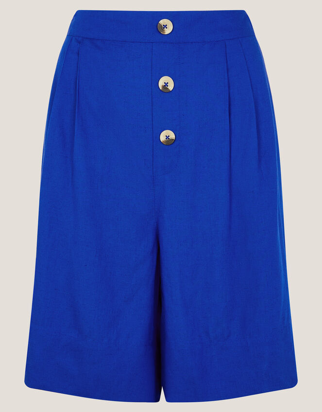Lucy Linen Blend Longline Shorts, Blue (COBALT), large