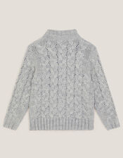 Cable Knit Button Jumper, Grey (GREY), large