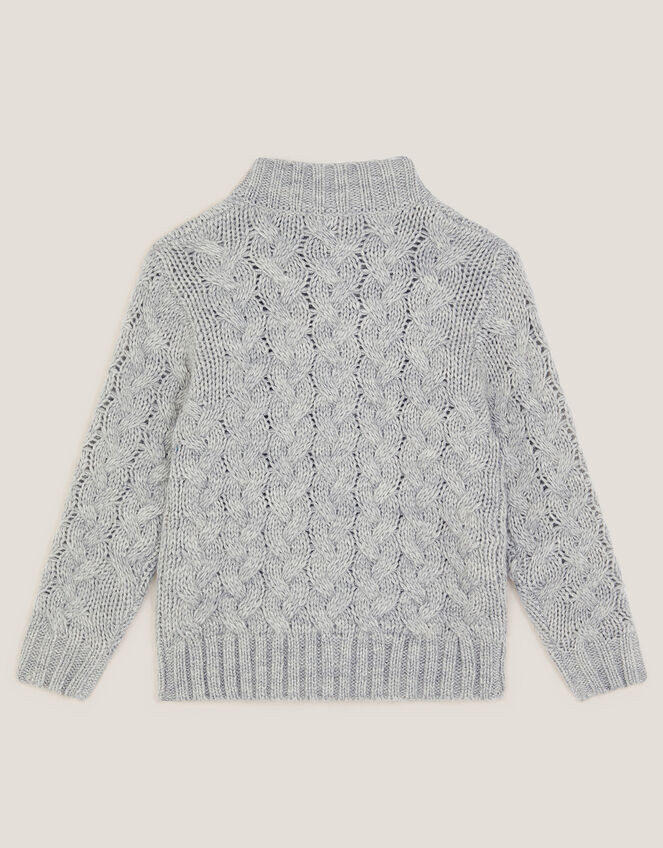 Cable Knit Button Jumper, Grey (GREY), large