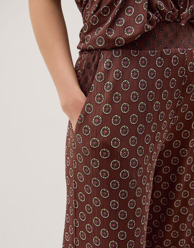 Magdalena Geometric Jersey Trousers, Brown (CHOCOLATE), large