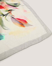 Aimee Lou Floral Square Silk Scarf, Blue (BLUE), large