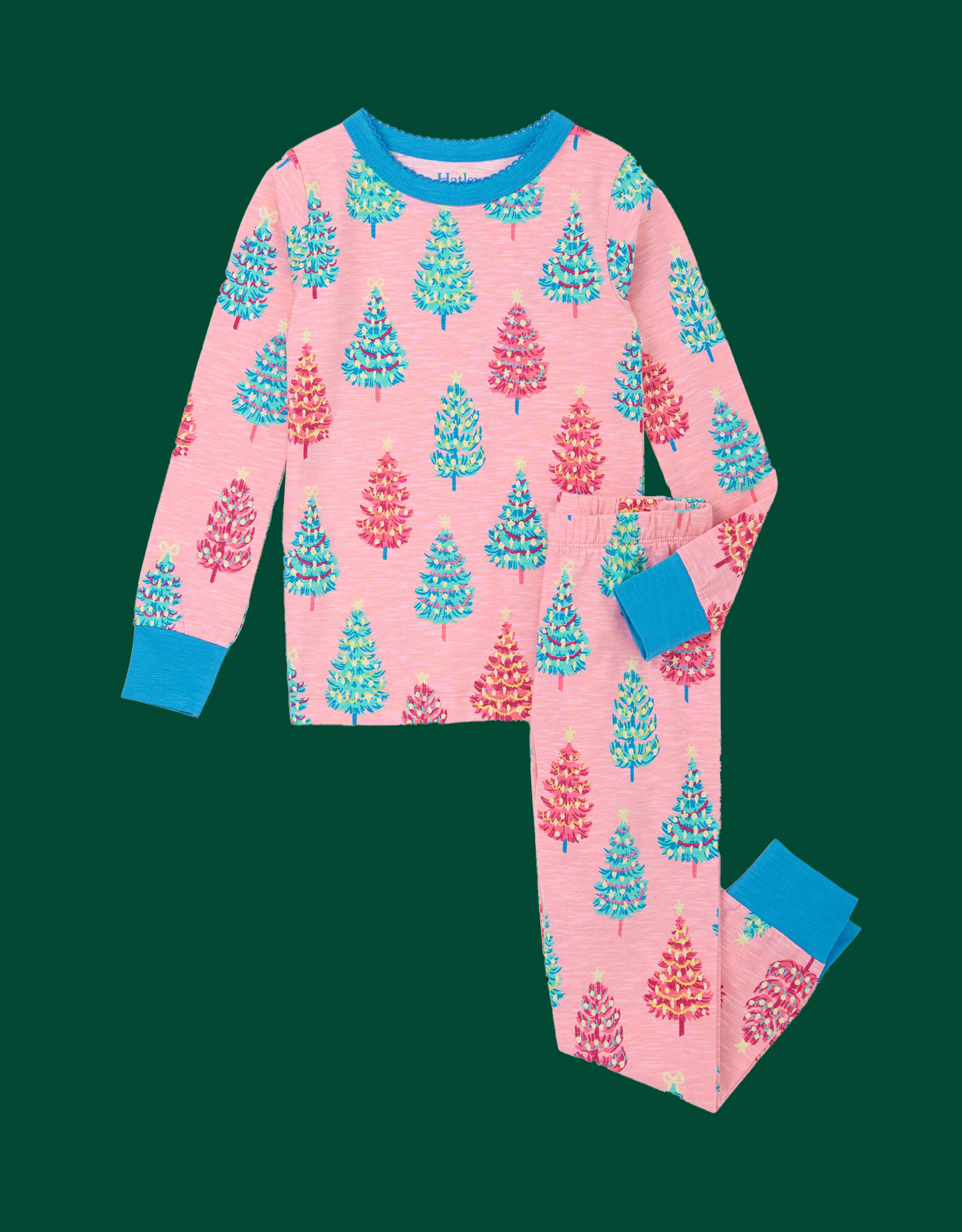 Hatley Christmas Tree Print Long Pyjamas Set, Multi (MULTI), large