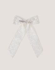 Sequin Bow Hair Clip, , large