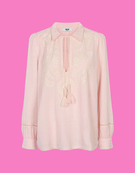 Moliin Vaeda Embroidered Cotton Shirt, Pink (PINK), large