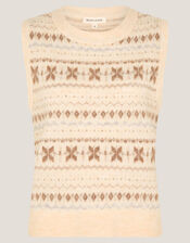 Febe Fair Isle Sweater Vest, Ivory (IVORY), large