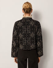 Maison Hotel Odette Floral Velvet Jacket, Black (BLACK), large