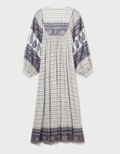 East Tilly Crinkle Cotton Midi Dress, Blue (BLUE), large