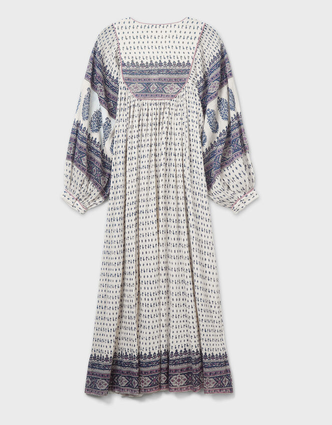 East Tilly Crinkle Cotton Midi Dress, Blue (BLUE), large