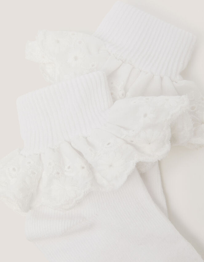 Baby Broderie Frill Socks, White (WHITE), large
