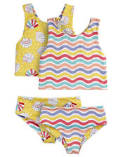 Frugi Tegan Printed Reversible Tankini Set, Yellow (YELLOW), large