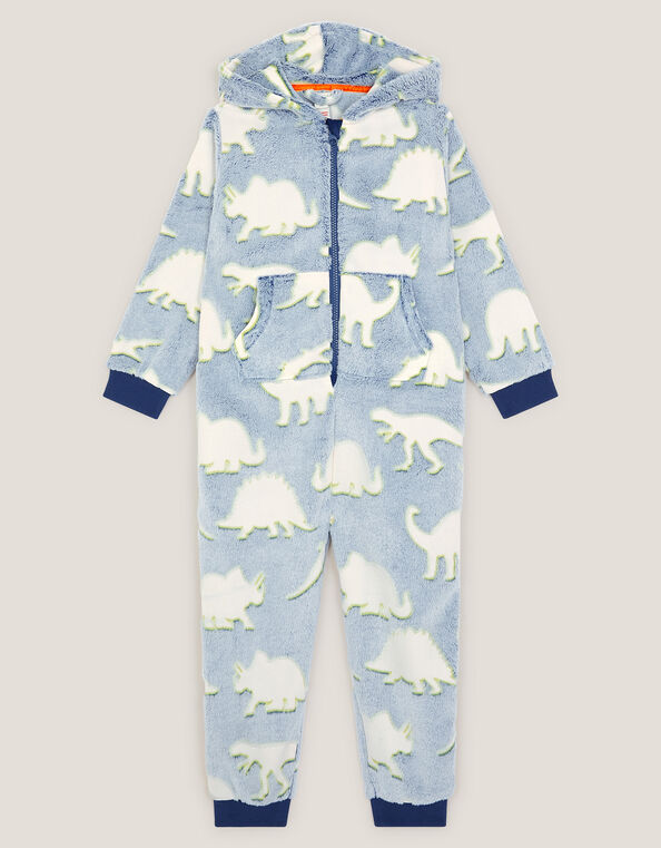 Glow in the Dark Dinosaur Onesie, Blue (NAVY), large