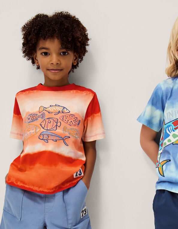 Fish Tie-Dye T-Shirt, Orange (ORANGE), large