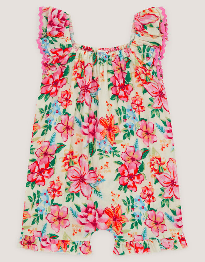 Baby Floral Print Playsuit, Ivory (IVORY), large