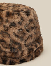 Niya Leopard Print Faux Fur Hat, , large