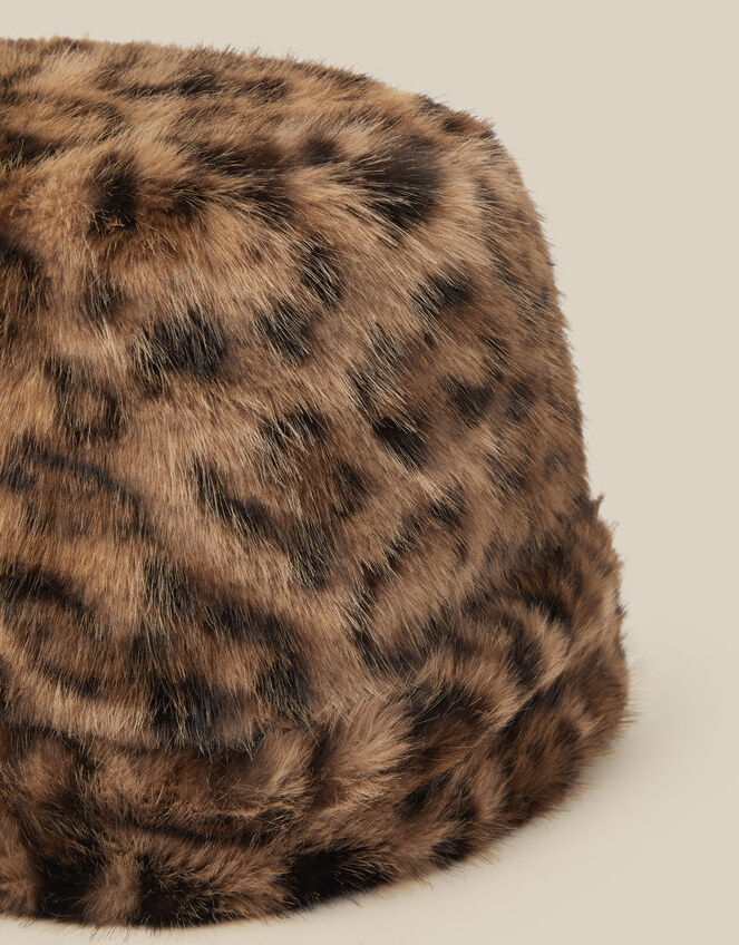 Niya Leopard Print Faux Fur Hat, , large