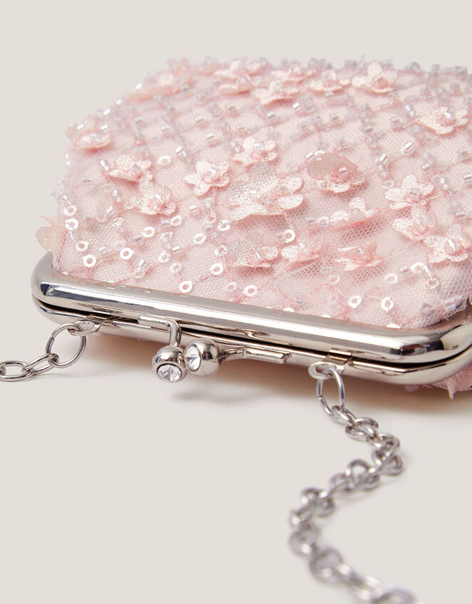 Taylor Beaded Clip Frame Bag, Pink (PALE PINK), large