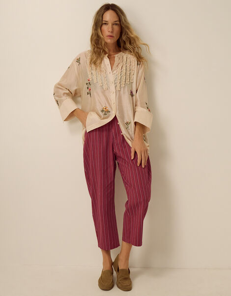 Nara Stripe Barrel Jeans, Red (RED), large