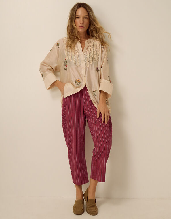 Nara Stripe Barrel Jeans, Red (RED), large