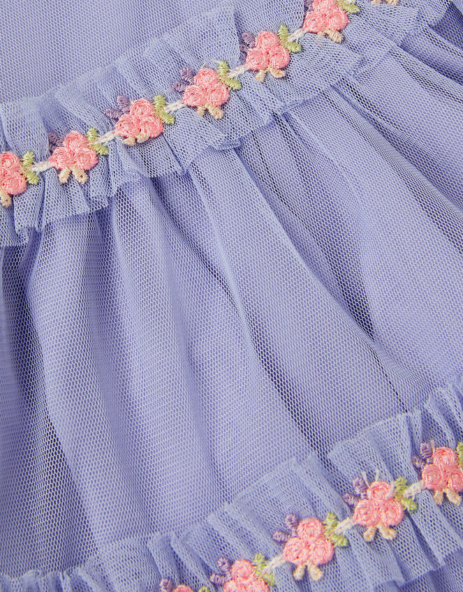 Baby Floral Embroidered Tulle Dress, Blue (BLUE), large